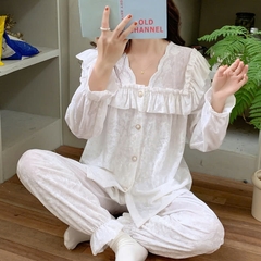 Set bộ ngủ nhung tăm phối ren xu hướng thu đông mới nhất D536240