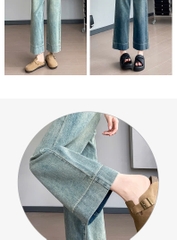 Quần jean ống rộng cạp cao thu đông phong cách Hàn Quốc QJ127240
