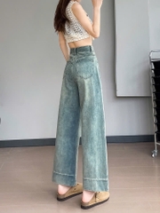 Quần jean ống rộng cạp cao thu đông phong cách Hàn Quốc QJ127240