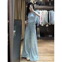 Quần jean ống siêu rộng cạp cao phối túi trước phong cách Retro QJ106240