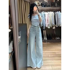 Quần jean ống siêu rộng cạp cao phối túi trước phong cách Retro QJ106240