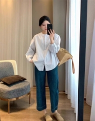Quần jean cạp cao ống xuông dáng 9 tấc phong cách Retro QJ181240