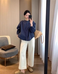 Quần jean cạp cao ống xuông dáng 9 tấc phong cách Retro QJ181240