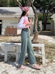 Quần jean cạp cao ống suông dáng dài QJ201240