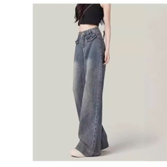 Quần jeans ống rộng cạp cao phối 2 túi trước phong cách đường phố Quảng Châu Xiny QJ051250
