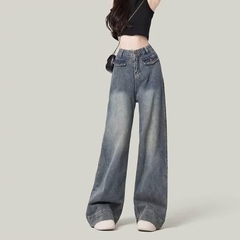Quần jeans ống rộng cạp cao phối 2 túi trước phong cách đường phố Quảng Châu Xiny QJ051250