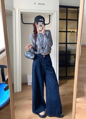 Quần jeans ống rộng cạp cao tôn dáng, phù hợp cho người thấp Quảng Châu Xiny QJ054250