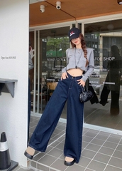 Quần jeans ống rộng cạp cao tôn dáng, phù hợp cho người thấp Quảng Châu Xiny QJ054250