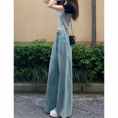 Quần jeans ống rộng retro nữ, cạp cao, phong cách mới cho mùa xuân Quảng Châu QJ061250