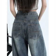 Quần jeans ống rộng lưng cao, phong cách retro Mỹ mùa hè mới, thoải mái Quảng Châu QJ070250