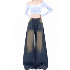 Quần jeans ống rộng retro kiểu dáng thu đông mới, lưng cao, đa năng và thời trang QJ071250