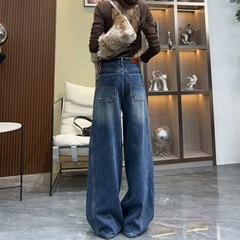 Quần jeans ống rộng thời trang cá tính mùa xuân thu mới, chất liệu cao cấp, rộng rãi, phong cách Hồng Kông QJ074240