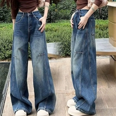 Quần jeans ống rộng thời trang cá tính mùa xuân thu mới, chất liệu cao cấp, rộng rãi, phong cách Hồng Kông QJ074240