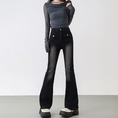 Quần jeans ống loe dạo phố nữ xuân thu mới, thiết kế cạp cao ôm dáng, Quảng Châu QJ075240