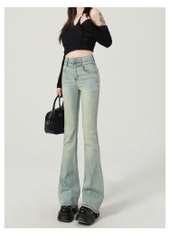 Quần jeans ống loe cá tính phong cách cá tính, eo cạp cao ống rộng Quảng Châu QJ076250