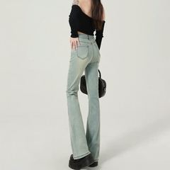 Quần jeans ống loe cá tính phong cách cá tính, eo cạp cao ống rộng Quảng Châu QJ076250