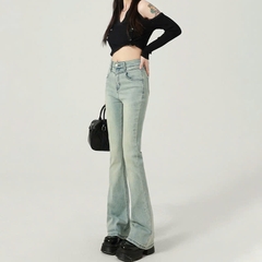 Quần jeans ống loe cá tính phong cách cá tính, eo cạp cao ống rộng Quảng Châu QJ076250