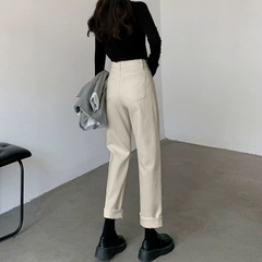 Quần jeans nữ ống rộng lưng cao mùa thu đông, thiết kế ống đứng ôm, tôn dáng, phong cách thời trang QJ077250
