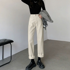 Quần jeans nữ ống rộng lưng cao mùa thu đông, thiết kế ống đứng ôm, tôn dáng, phong cách thời trang QJ077250