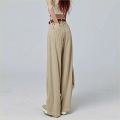 Quần jeans ống rộng cạp cao dành cho nữ mùa xuân thu mới, thiết kế xếp ly Quảng Châu QJ081250
