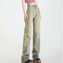 Quần jeans rách phong cách đường phố quần ống đứng đơn giản, rộng rãi QJ098250