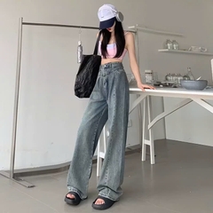 Quần jeans nữ cạp cao mùa xuân hè, quần denim ống rộng, ống đứng, rộng rãi, thời trang và thoải mái QJ099250
