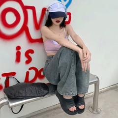 Quần jeans nữ cạp cao mùa xuân hè, quần denim ống rộng, ống đứng, rộng rãi, thời trang và thoải mái QJ099250