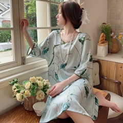 Bộ đồ ngủ phong cách Trung Quốc, lụa băng satin mỏng tay dài hai mảnh cài cúc XINY DN123250