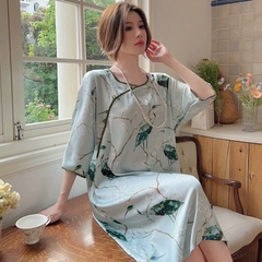 Bộ đồ ngủ phong cách Trung Quốc, lụa băng satin mỏng tay dài hai mảnh cài cúc XINY DN123250