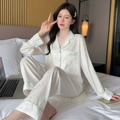 Bộ đồ ngủ lụa mỏng, chất liệu cao cấp jacquard, màu tinh khiết, sang trọng DN132250