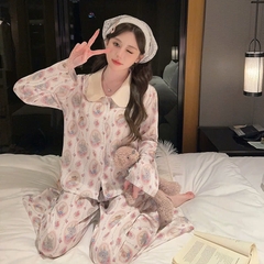 Đồ ngủ lụa họa tiết thỏ dễ thương, mềm mại, dễ chịu, mang đến sự ngọt ngào DN134250