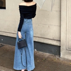 Quần Jeans Xuân 2025 – Cạp Cao, Ống Rộng Phong Cách Hàn Quốc QJ110250
