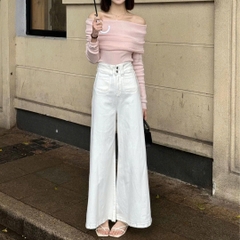 Quần Jeans Xuân 2025 – Cạp Cao, Ống Rộng Phong Cách Hàn Quốc QJ110250