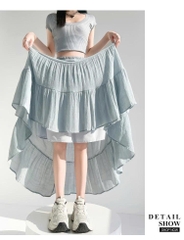 Váy dài chữ A La Chapelle nữ hè 2025 | Vải lụa lạnh cotton lanh nhẹ – che eo, che hông D175250