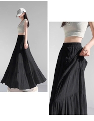 Váy dài chữ A La Chapelle nữ hè 2025 | Vải lụa lạnh cotton lanh nhẹ – che eo, che hông D175250