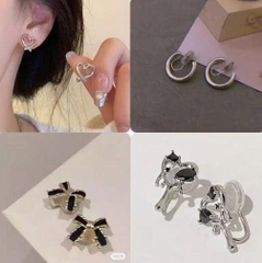 Khuyên tai kẹp bạc nữ không cần xỏ lỗ | Đeo ngủ được – Thiết kế ngách “tình yêu” | Mùa thu 2025 TS114250