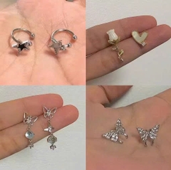 Kẹp tai ngôi sao kim cương không cần xỏ lỗ | Kẹp tai hot girl ngọt ngào – cá tính – màu trắng đen, nữ tính  TS115250
