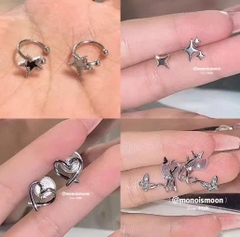 Kẹp tai ngôi sao kim cương không cần xỏ lỗ | Kẹp tai hot girl ngọt ngào – cá tính – màu trắng đen, nữ tính  TS115250