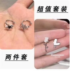 Kẹp tai ngôi sao kim cương không cần xỏ lỗ | Kẹp tai hot girl ngọt ngào – cá tính – màu trắng đen, nữ tính  TS115250