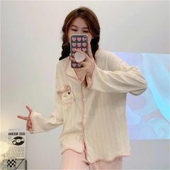 Set đồ ngủ cardigan tay dài xuân thu 2025 – hot trend Douyin, dễ thương & nóng bỏng nhẹ DN171250