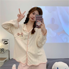 Set đồ ngủ cardigan tay dài xuân thu 2025 – hot trend Douyin, dễ thương & nóng bỏng nhẹ DN171250