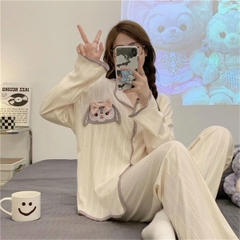 Set đồ ngủ cardigan tay dài xuân thu 2025 – hot trend Douyin, dễ thương & nóng bỏng nhẹ DN171250