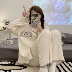 Set đồ ngủ cardigan tay dài xuân thu 2025 – hot trend Douyin, dễ thương & nóng bỏng nhẹ DN171250