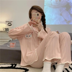 Set đồ ngủ cardigan tay dài xuân thu 2025 – hot trend Douyin, dễ thương & nóng bỏng nhẹ DN171250