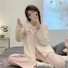 Set đồ ngủ cardigan tay dài xuân thu 2025 – hot trend Douyin, dễ thương & nóng bỏng nhẹ DN171250