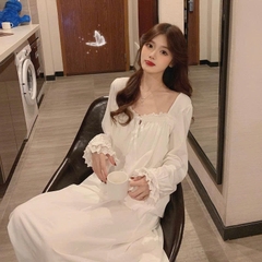 Bộ đồ ngủ nữ dài tay mùa xuân thu lụa sữa mới 2025 ren ngọt ngào DN174250