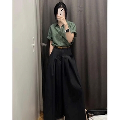 Set bộ đồ công sở 2 mảnh quần ống rộng phong cách retro nhẹ nhàng – Hè 2025 D229250
