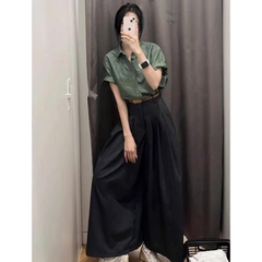 Set bộ đồ công sở 2 mảnh quần ống rộng phong cách retro nhẹ nhàng – Hè 2025 D229250