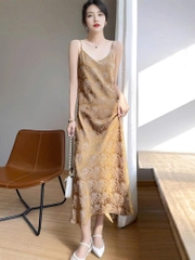 Váy Suông Lụa Satin Jacquard – Thanh Lịch Cho Mùa Xuân Hè 2025 D190250