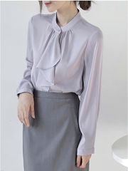 Áo sơ mi ruy băng thanh lịch kiểu Pháp – Thu 2025 D212250